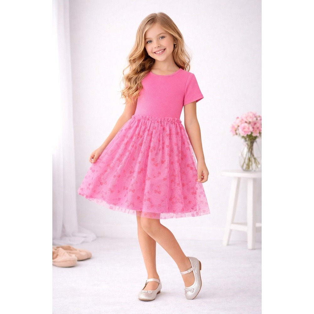 Wonder Nation Pink Cherry Hearts Tulle‎ Tutu Dress Medium 8 New NWT